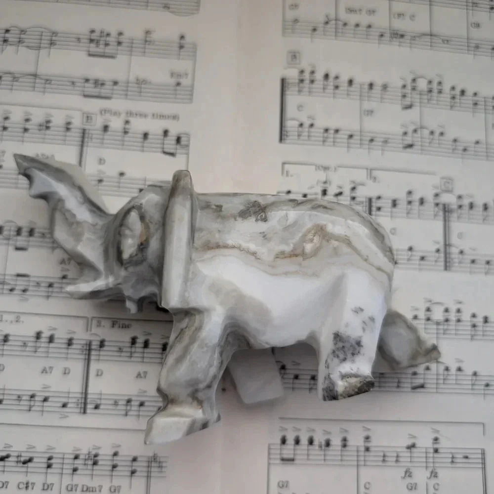 Gray Marble Elephant Sculpture